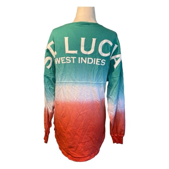 Spirit Jersey St Lucia Green Orange Ombre Oversize Long Sleeve Shirt XS - Picture 1 of 6